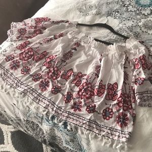 Red and White flower printed Blouse.